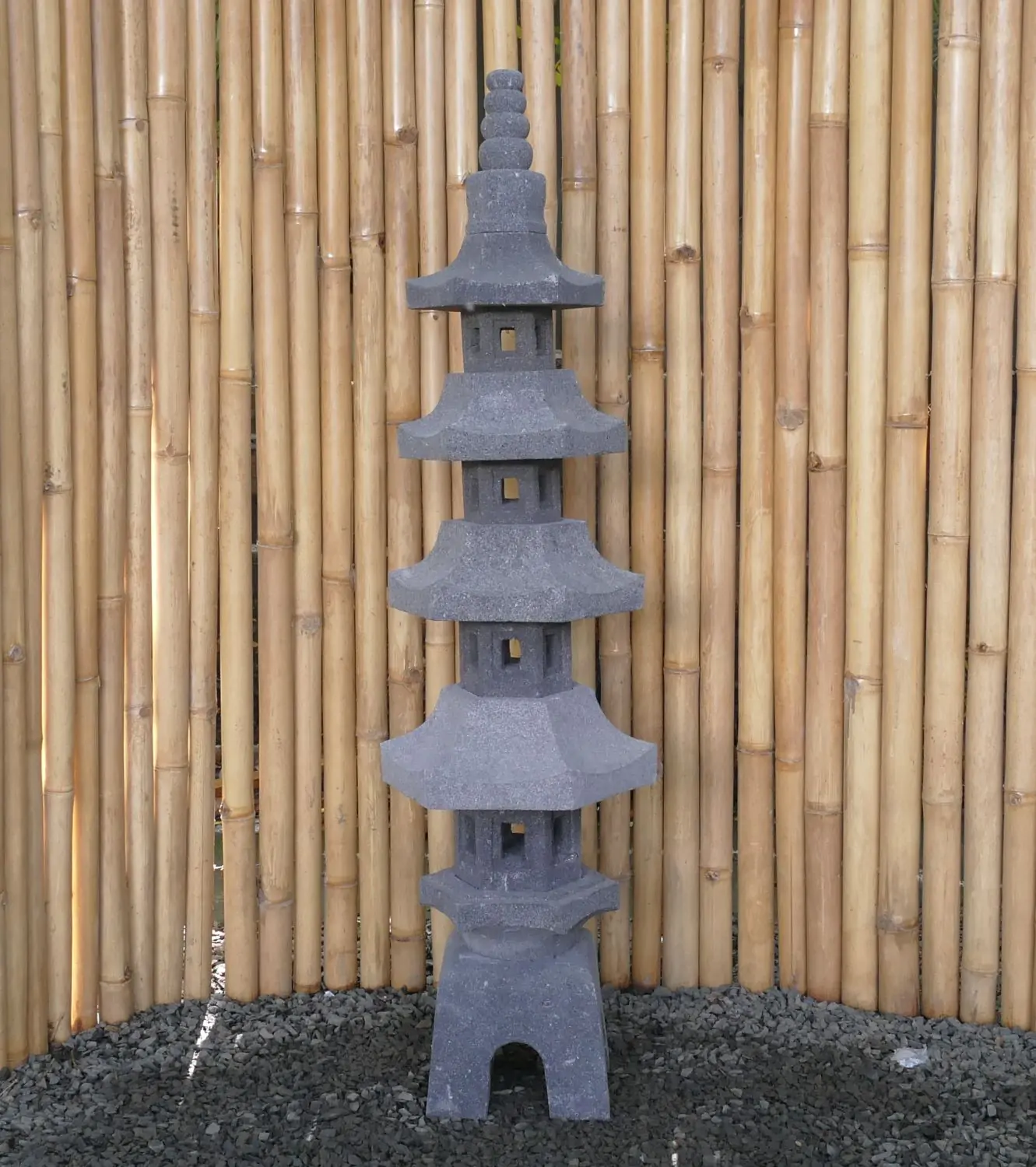  Product image 4 of the product “Japanese style Garden Lantern, made from Andesit Stone. Multipart. 130 cm Height, Roof is 40 cm width. ”